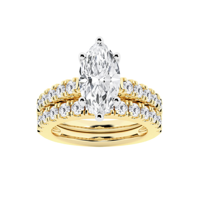 Marquise-Cut Lab Grown 5ctw. Diamond Classic Engagement Ring Set in 14k Yellow Gold image number null